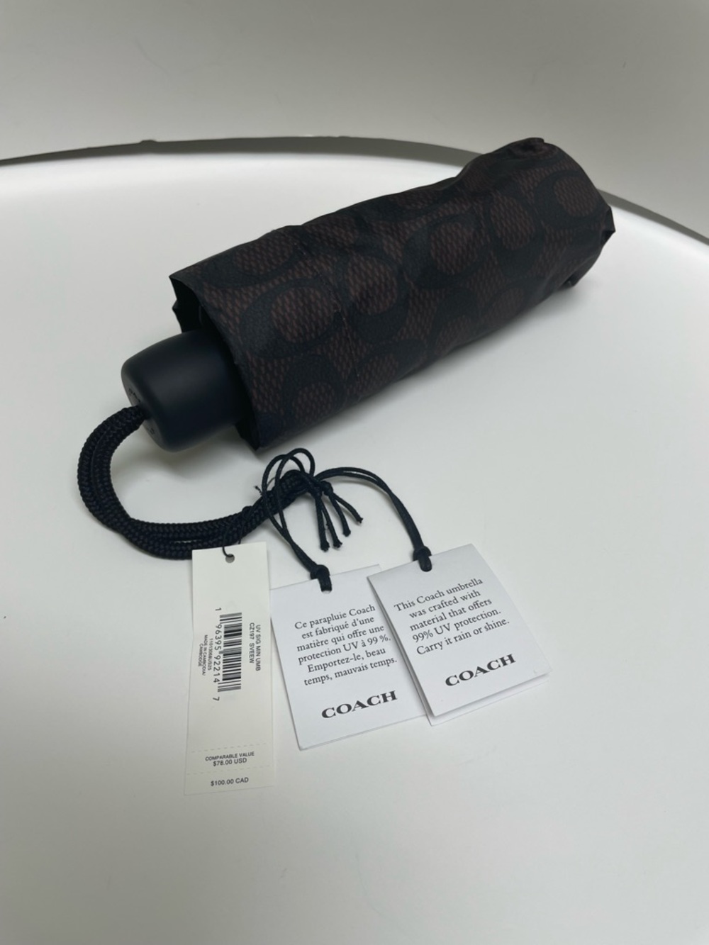 Coach Signature Compact Umbrella UV Protection - Picture 4 of 4